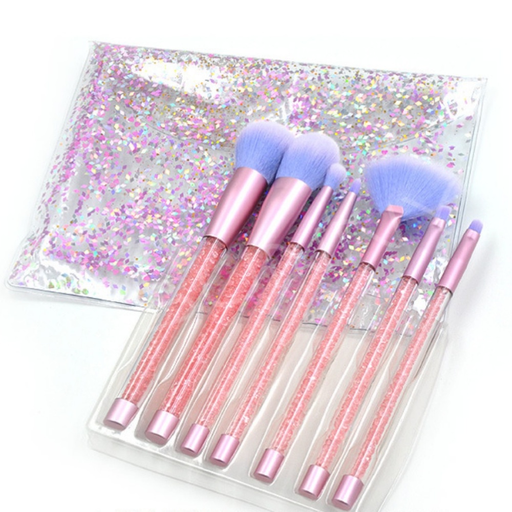 Blue Tip Pink Glitter Tubes Makeup Brush Set - Picture 2 of 4
